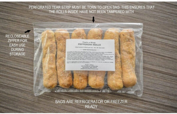 Frozen pepperoni rolls in bag